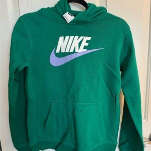 Nike Emerald Green Hoodie with Lavender Logo Youth XL